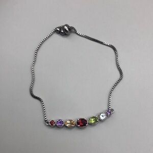 Sts karis bejeweled gemstone bolo adjustable bracelet minimalist or layer stack.